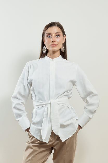 Shirt With Adjustable Collar & Belt